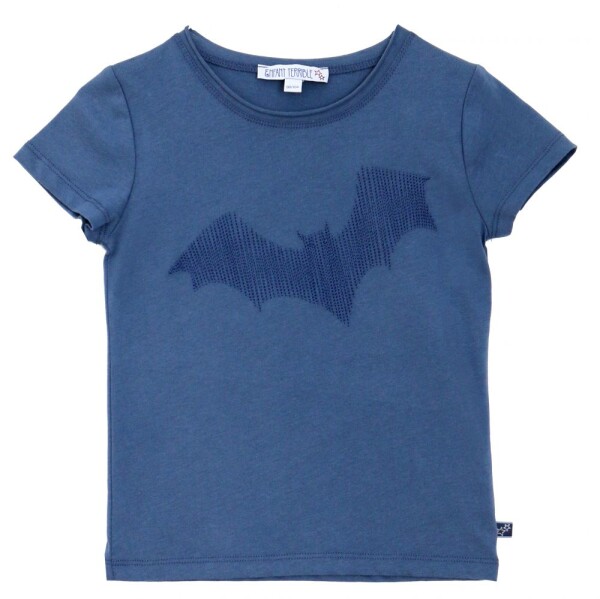 T-Shirt Stickerei Fledermaus blue