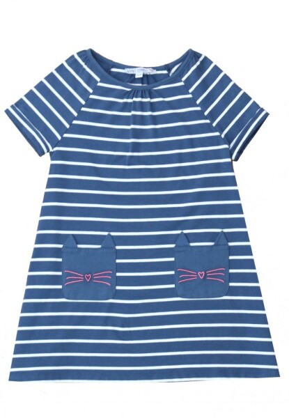 Shirtkleid Katzen blue-white