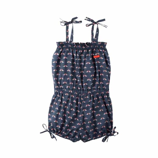 Jumpsuit Einteiler Vögel dunkelgrau