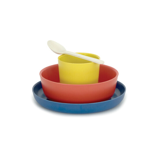 Biobu Kindergeschirr Set - lemon tomato royal blue