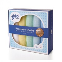XKKO Mullwindeln Organic Old Times 70x70 pastell blau 5er Pack