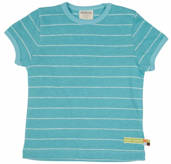 T-Shirt Streifen cyan - 122/128