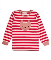 Sense Organics Long John Pyjama Katze Ringel pink