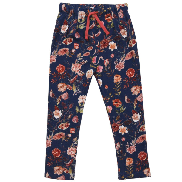 Sweathose Blumen dark blue-copper - 134/140