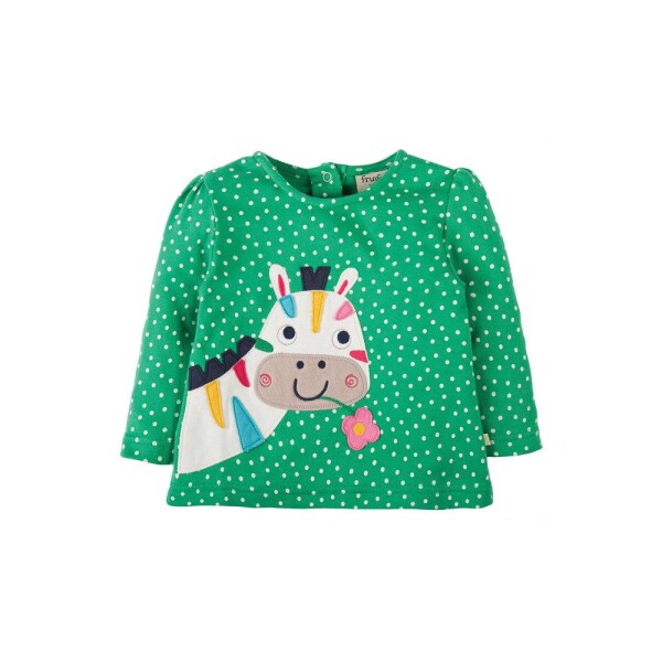 Frugi Connie Langarmshirt Zebra grün Punkte