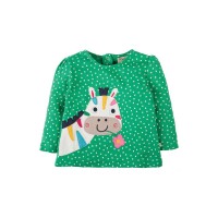 Frugi Connie Langarmshirt Zebra gr&uuml;n Punkte