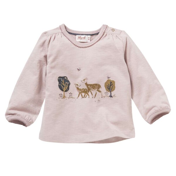 Langarmshirt Rehe blass violett - 74/80