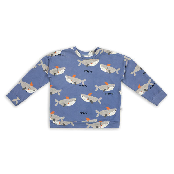 Sweatshirt Whale-Shark on tempest blue - 116/122