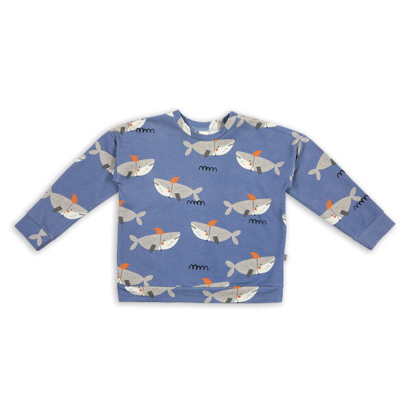 Sweatshirt Whale-Shark on tempest blue - 104/110