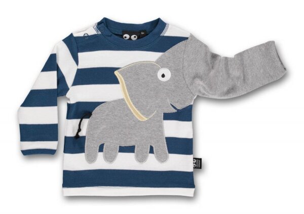 Ubang Langarmshirt Baby Elefant blue-white