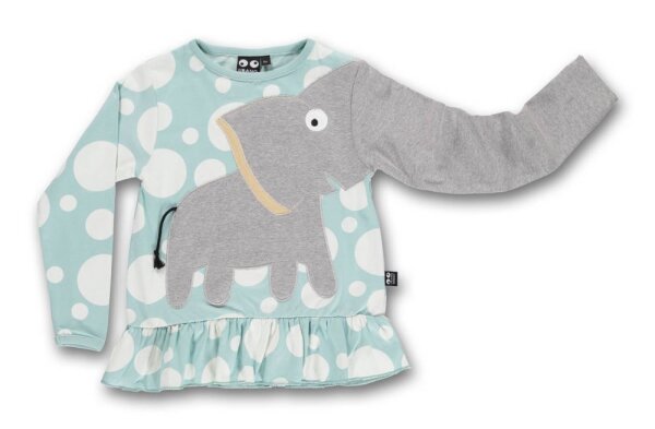 Ubang Rüschen-Shirt Elefant blue haze dots