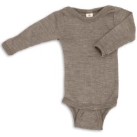 Body Langarm Wolle/Seide walnuss - 50/56