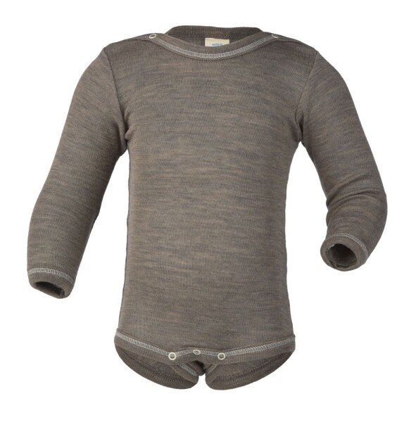Body Langarm Wolle/Seide walnuss - 98/104