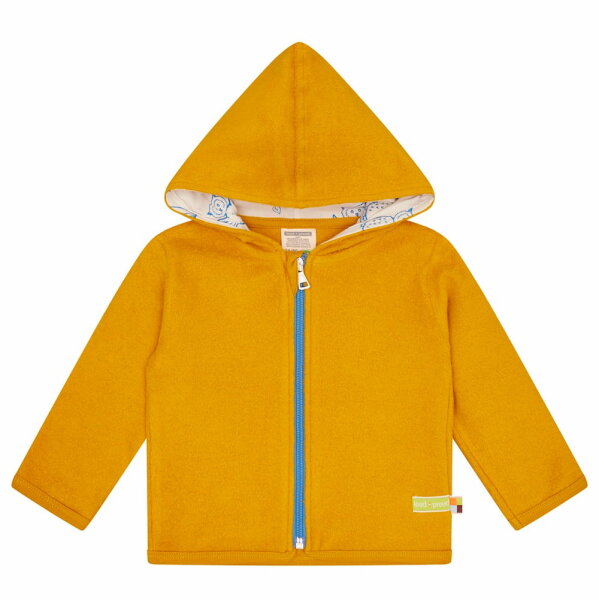 Kapuzenjacke Fleece Eulen curry - 86/92