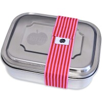Zweier Lunchbox mit Unterteilung Streifen schmal pink