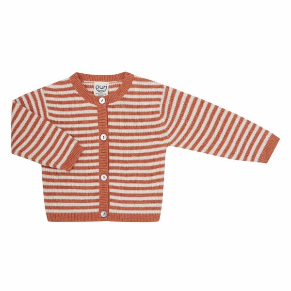 Cardigan Ringel BW/Leinen copper - 74/80