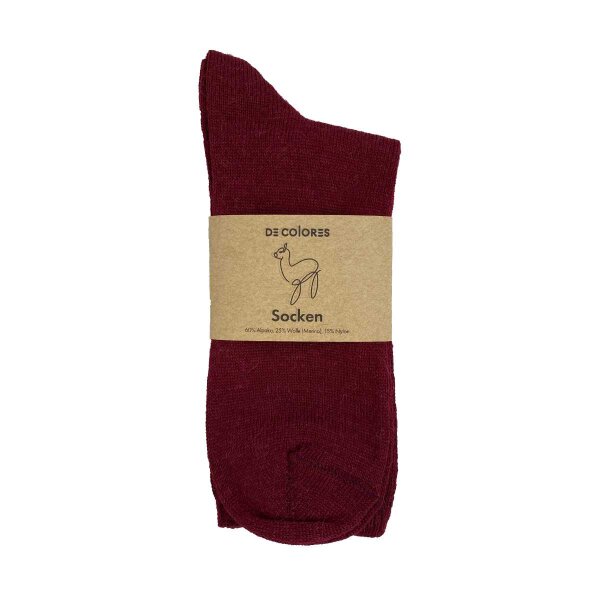 Socken Alpaka-Merino bordeaux - 39-42